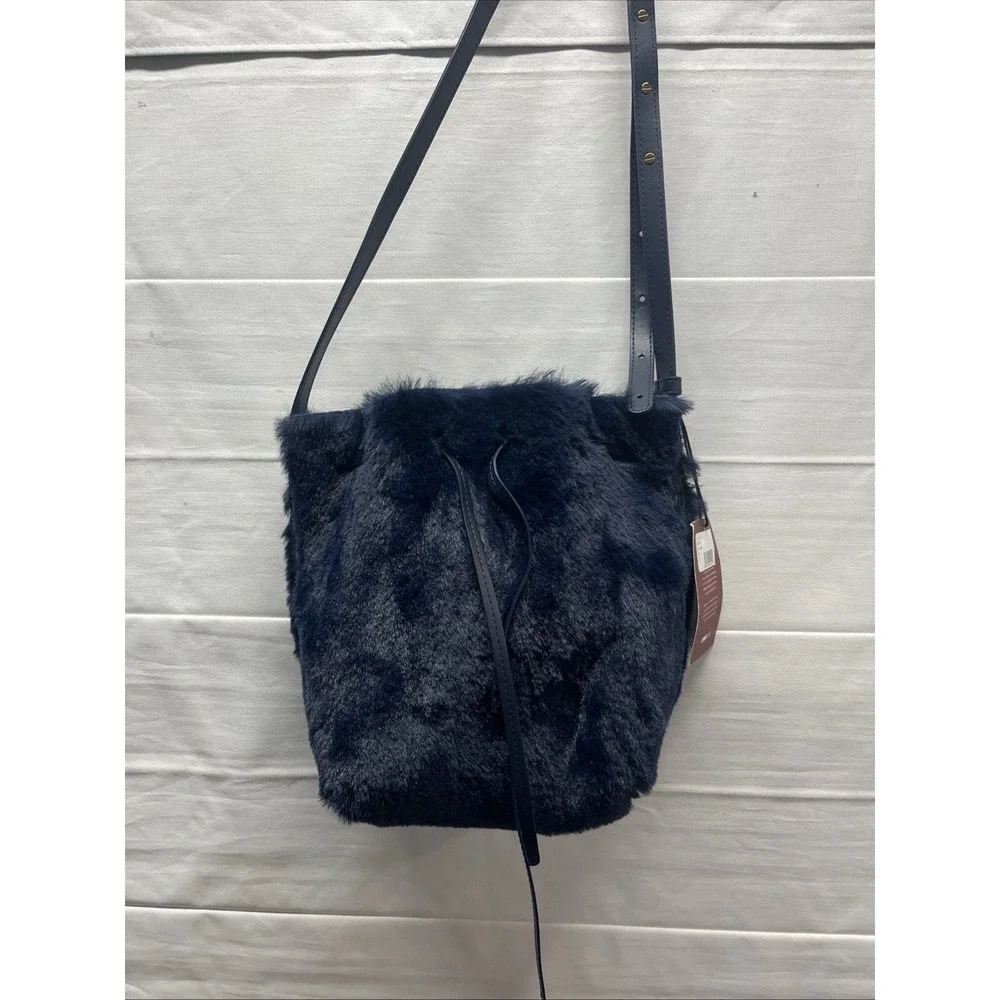 Mansur Gavriel x Apparis Royal Blue Fur‎ Bucket Crossbody Bag New With Tags